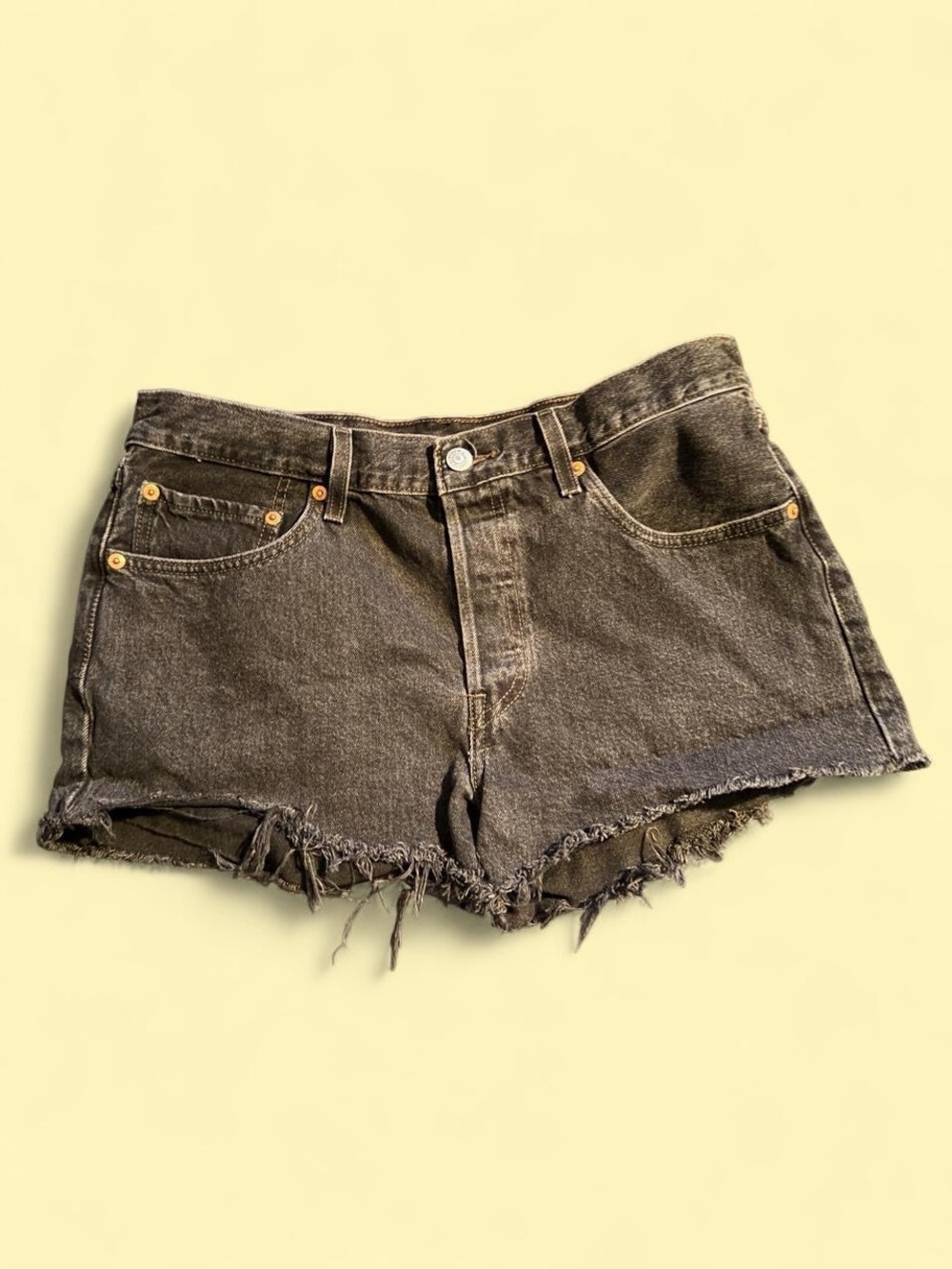 Levi's Black Frayed Hem Denim Cutoff Shorts
